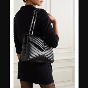 $2900 Yves Saint Laurent YSL Black Quilted Leather Lou Lou Puff Crossbody Bag
